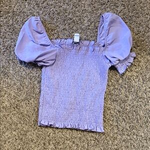 Revamped Lilac Puff Sleeve Smocked Blouse